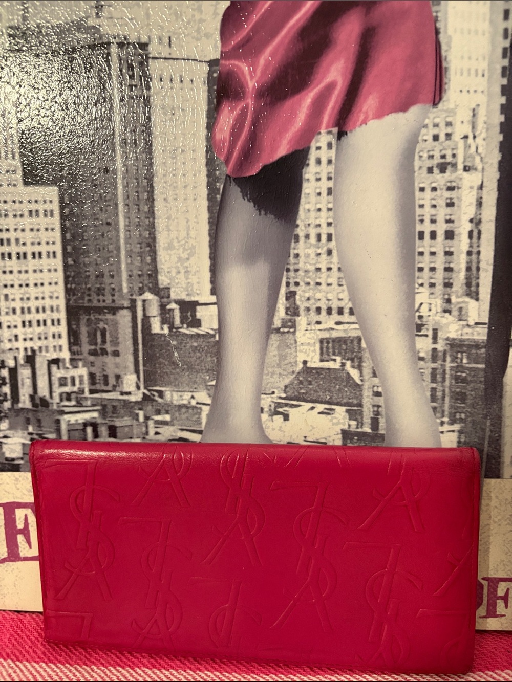 Saint Laurent Embossed Monogram Leather Clutch - Fuchsia - Picture 2 of 11